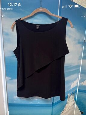 Ann Taylor Black Sleeveless Asymmetric Layered Shell Top